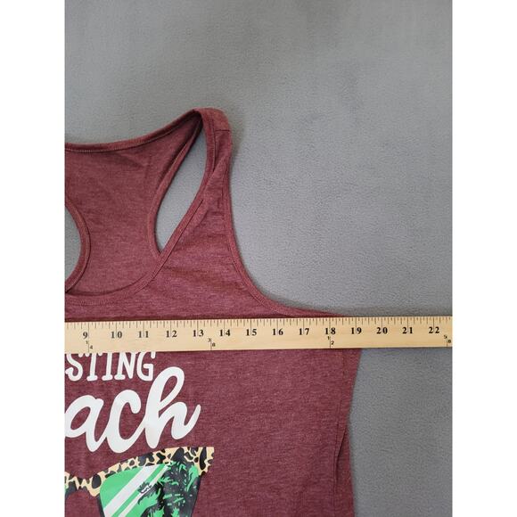 Womens Graphic Tank-Top Tee- Resting Beach Face- Funny- Size Large - Picture 4 of 5